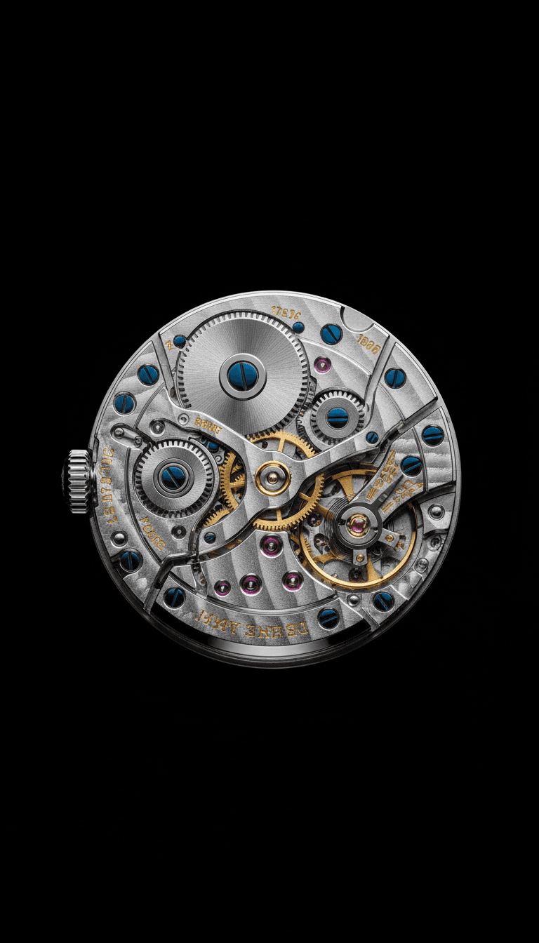 Close-up of a luxury watch movement in dramatic shadow